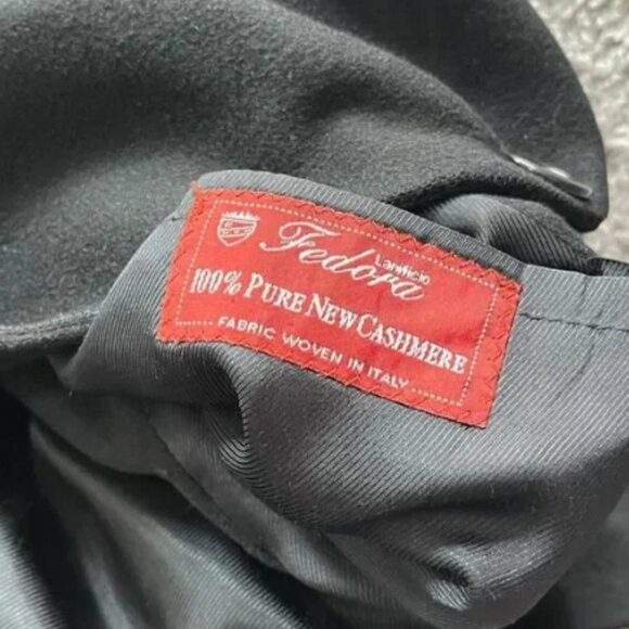 Jack Victor 100% Cashmere Topcoat Overcoat Black Mens 42L Lanificio Fedora Italy - Picture 5 of 9